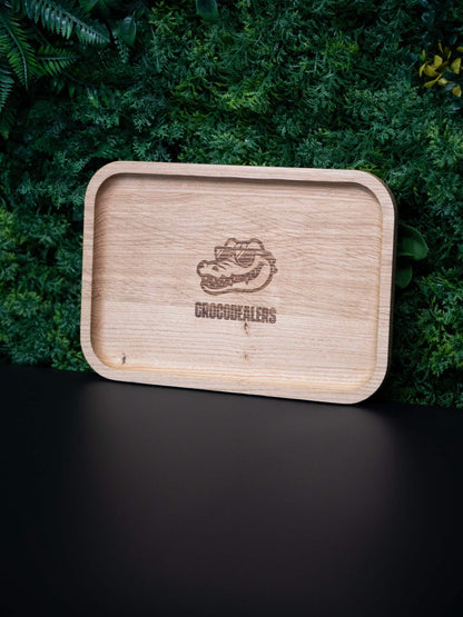 croco rolling tray wood