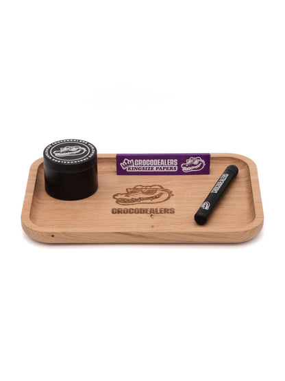 croco rolling tray wood